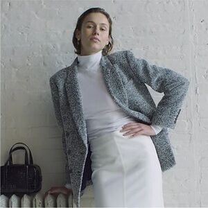 J.CREW Relaxed Double-Breasted Italian Flecked Herringbone Blazer Jacket